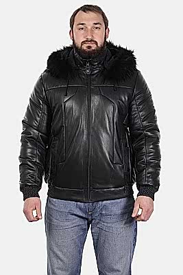 Фото товара Пуховик кожаный 1022.5070 ZIG, темно-синий