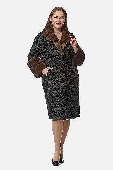 Фото товара Пальто каракуль 17101 (соболь), черный