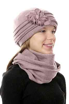 Фото товара Комплект трикотаж шапка+шарф, Светло-сиреневый