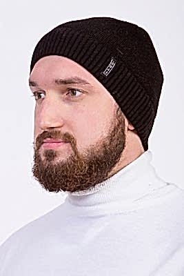 Фото товара Шапка трикотажная Томас 02 с отворотом, черный Фото товара Шапка трикотажная Томас 02 с отворотом, черный