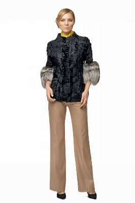 Фото товара Куртка каракуль/свакара 013/309 Лана (чернобурка), черный