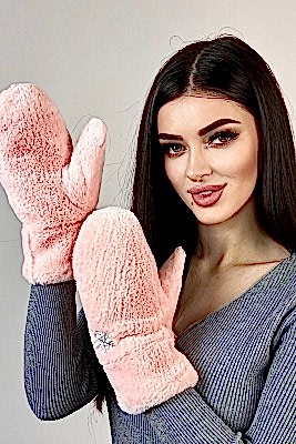 Фото товара Варежки жен. из иск. меха M002, розовый