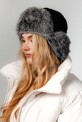 Фото товара Ушанка UWKTMKR001 кролик текстиль, серый бриза