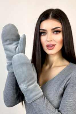 Фото товара Варежки жен. из иск. меха M002, светло-серый