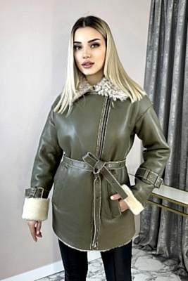 Фото товара Дубленка 1013.MSK-297 (мех кремовый) с отделкой тиградо, хаки Фото товара Дубленка 1013.MSK-297 (мех кремовый) с отделкой тиградо, хаки