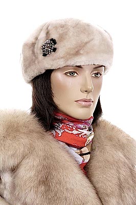 Фото товара Берет мутон О-118ББ, Жемчуг с бежевым напылением